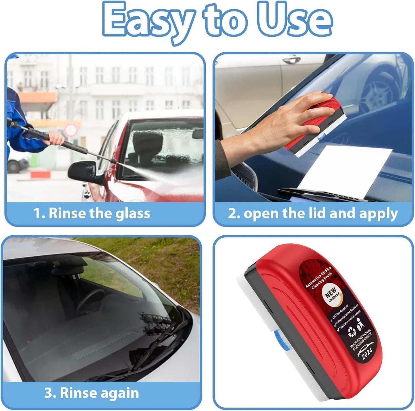 Car Windshield Oil Film Remover Brush, Heavy Duty Glass Cleaning Tool