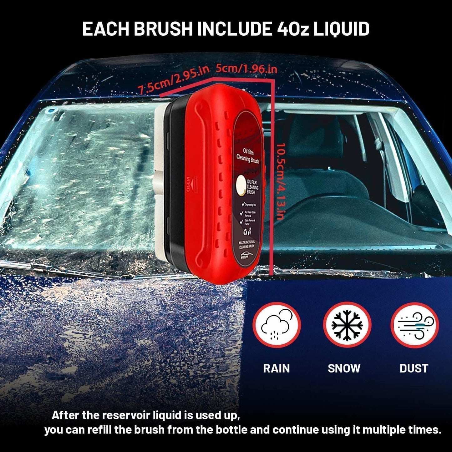 Car Windshield Oil Film Remover Brush, Heavy Duty Glass Cleaning Tool
