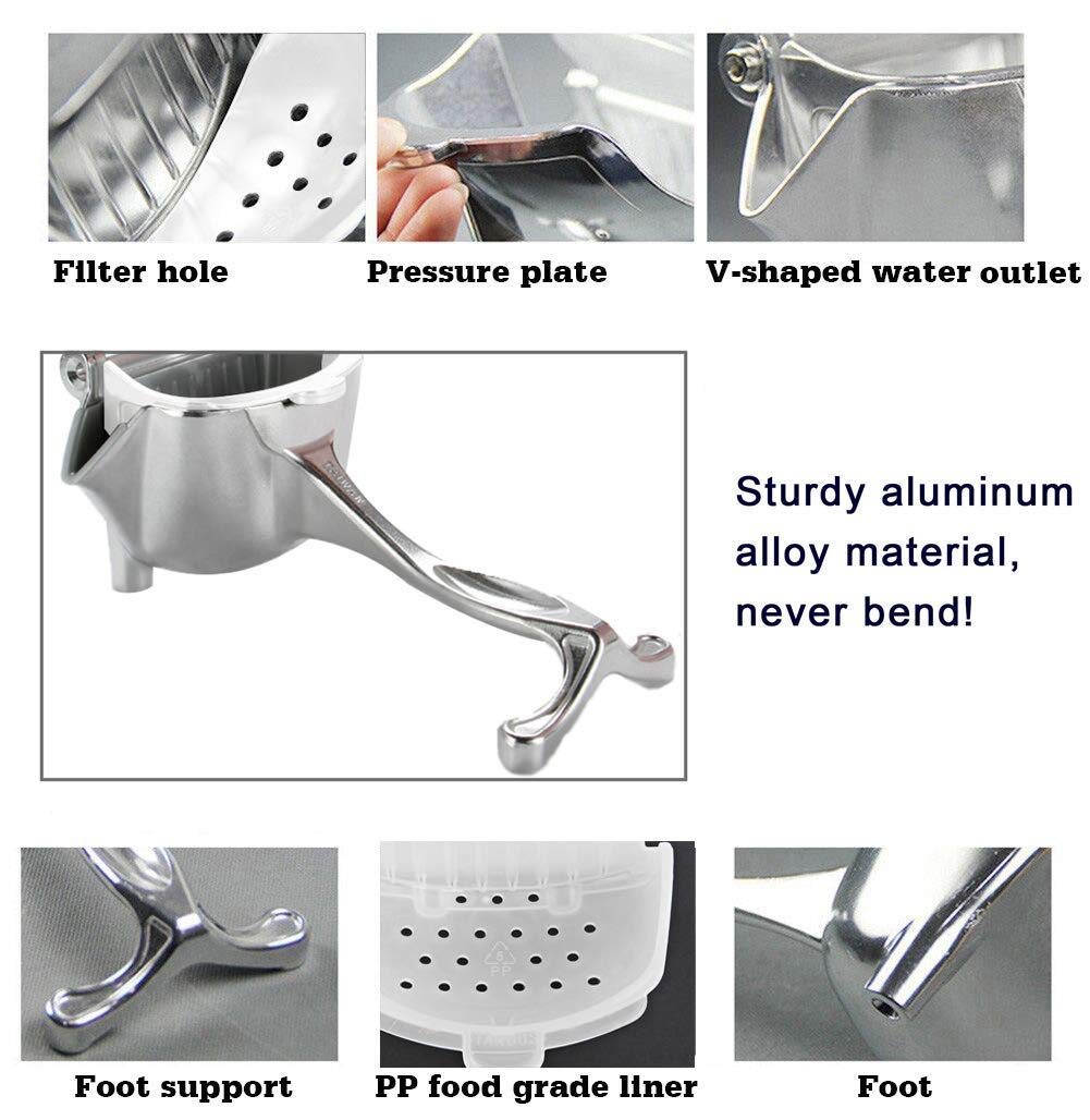 Manual Fruit Juicer Press, Heavy Duty Stainless Steel Citrus Squeezer